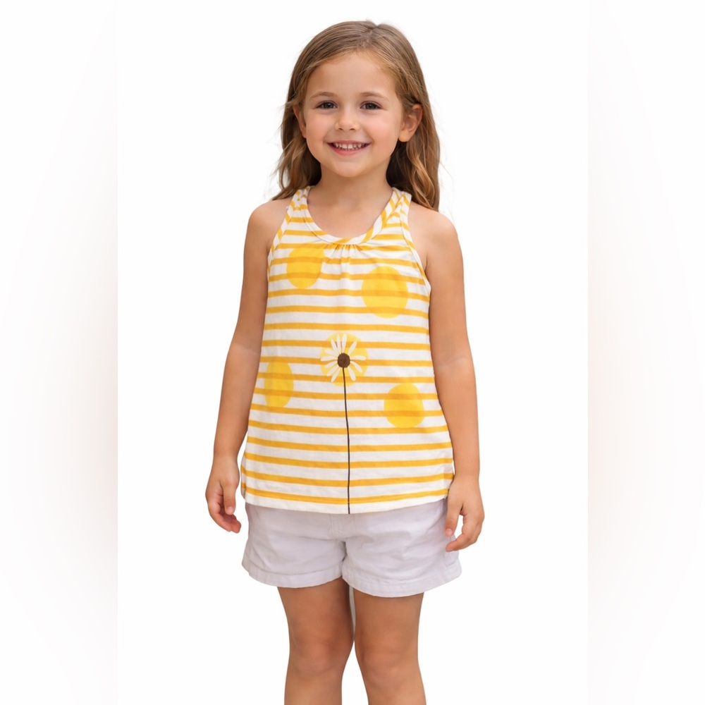 Girls Burberry Yellow and White Striped Kids Tank Top